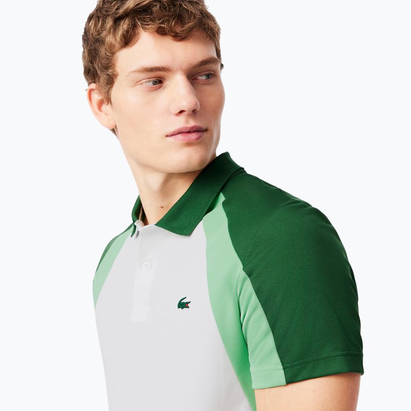 Pánske tričko Lacoste Tennis Polo DH8963 white/liamone green 4
