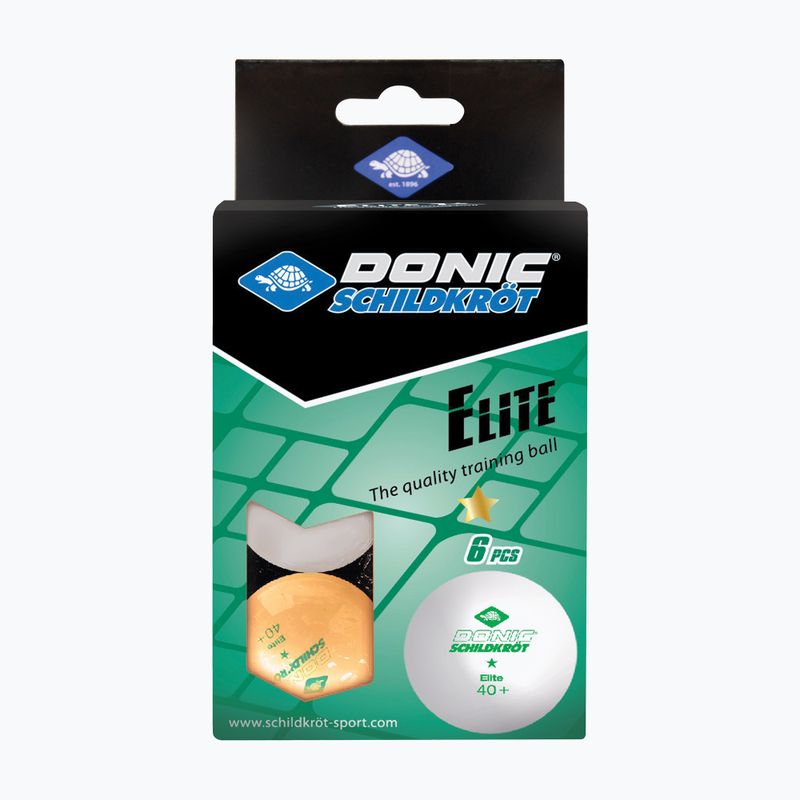 Donic-Schildkröt 1-Star Elite Poly 40+ 6 ks loptičiek na stolný tenis biela/oranžová 4