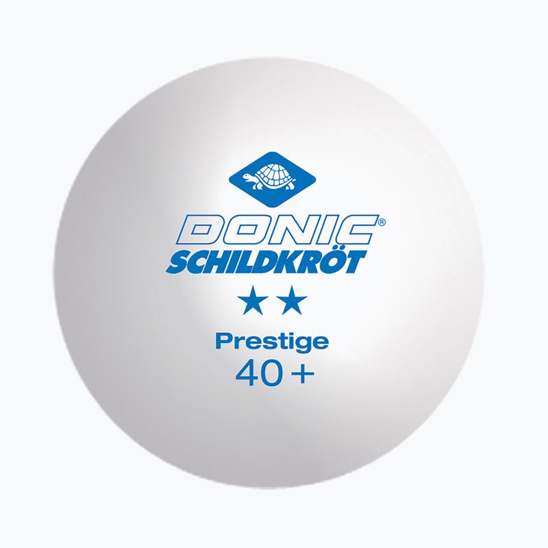 Donic-Schildkröt 2-Stars Prestige Poly 40+ loptičky na stolný tenis 3ks biele. 2