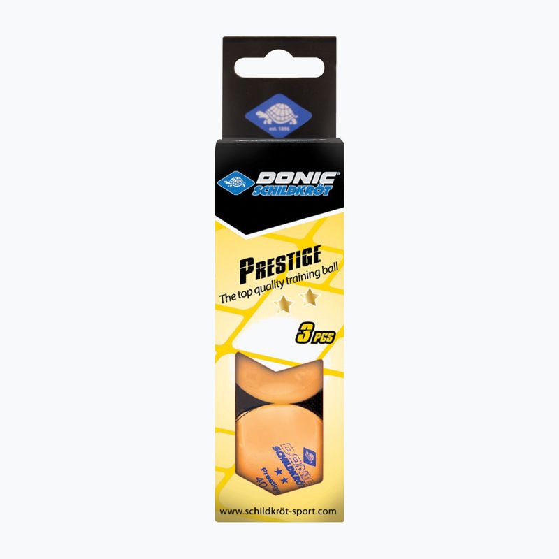 Donic-Schildkröt 2-Stars Prestige Poly 40+ loptičky na stolný tenis 3ks oranžové. 3