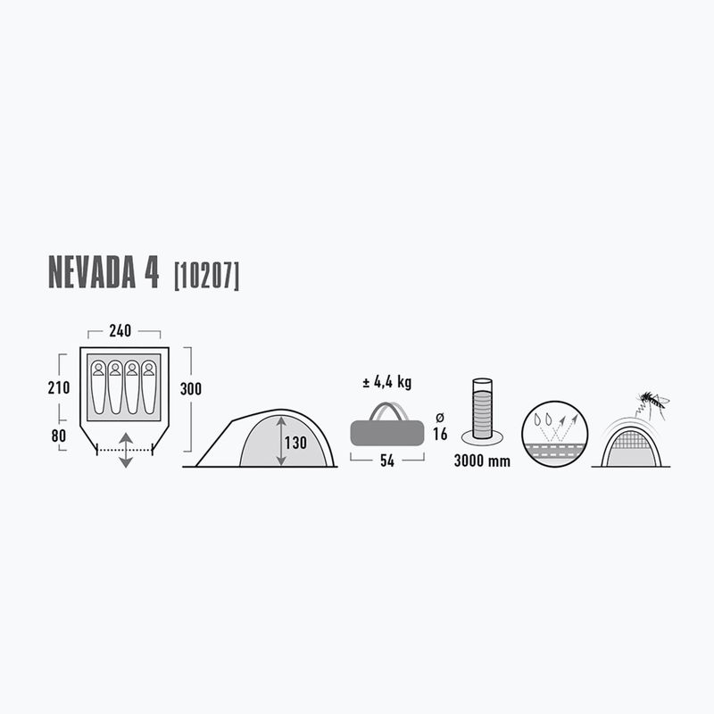 Kempingový stan High Peak Nevada grey 10207 pre 4 osoby 2