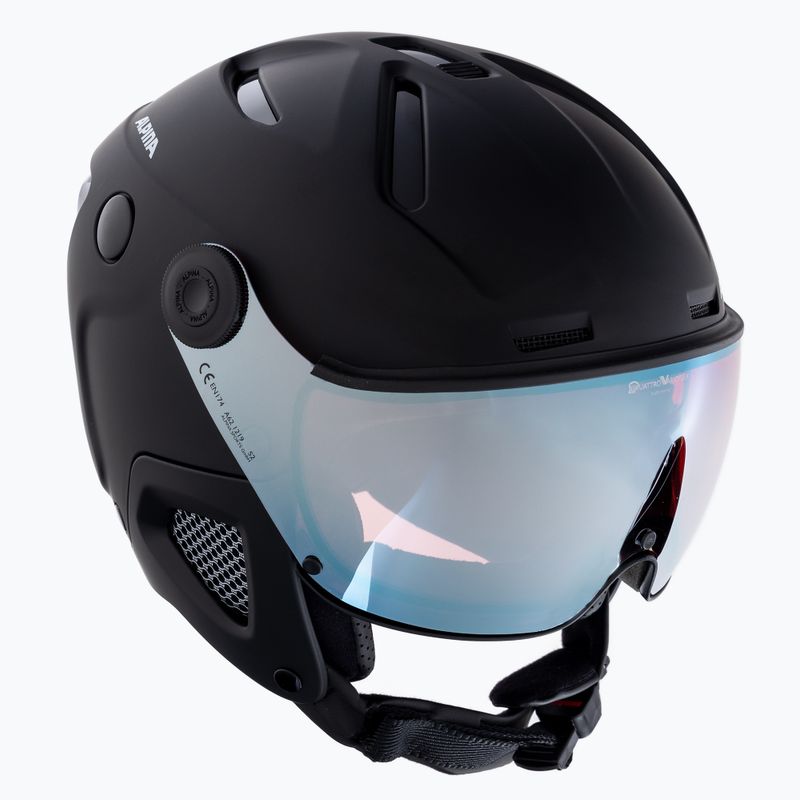 Lyžiarska prilba Alpina Attelas Visor QVM black matt/silver