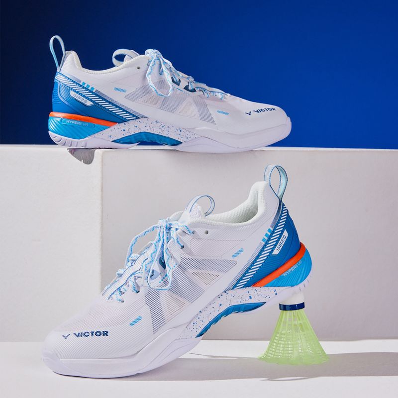 Pánska bedmintonová obuv VICTOR S82III AF white/myconos blue 4