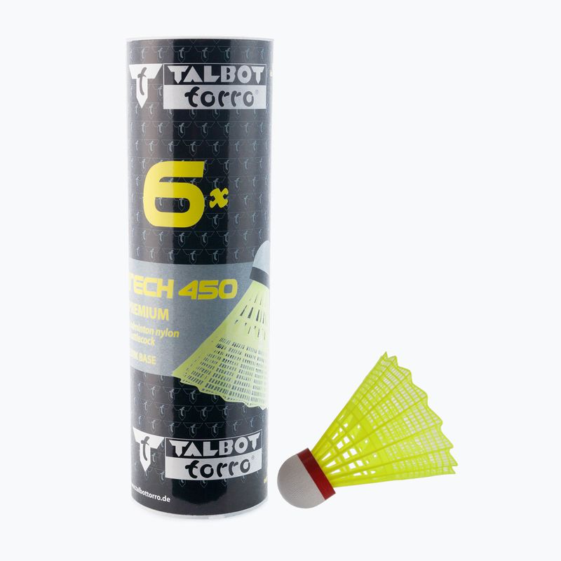 Talbot-Torro Tech 450 bedmintonové rakety, Premium Nylon 6 ks žltá 469083
