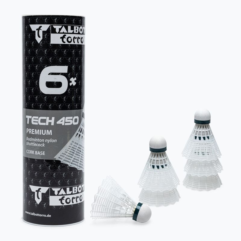 Talbot-Torro Tech 450 bedmintonové rakety, Premium Nylon 6 ks biela 469282
