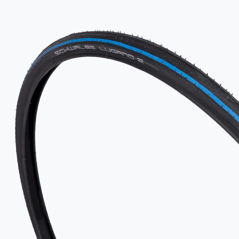 Cyklistické pneumatiky SCHWALBE Lugano II K-Guard Silica wire blue stripes