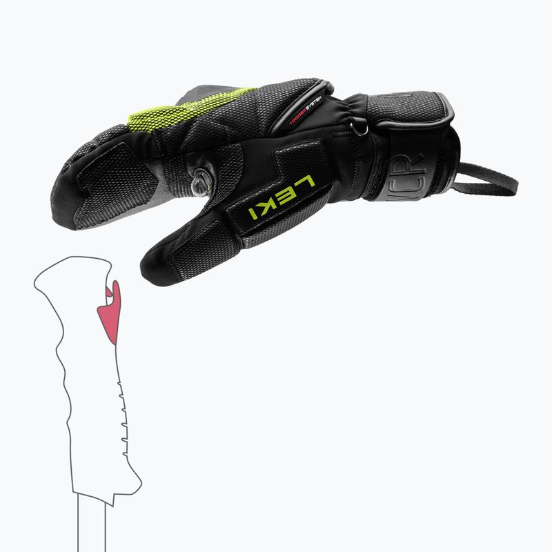 Pánske lyžiarske rukavice LEKI WCR Coach 3D Mitt black/ice lemon 8