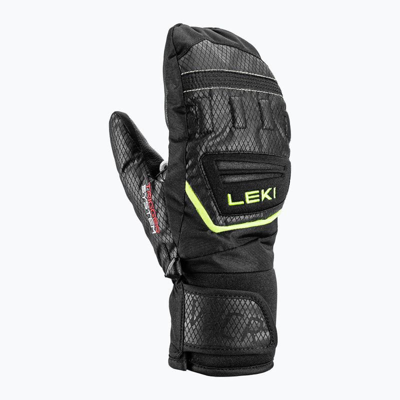 Detské lyžiarske rukavice LEKI WCR Team 3D Junior Mitt black/ ice lemon 8