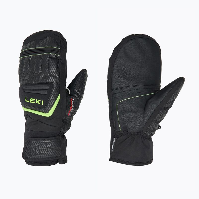 Detské lyžiarske rukavice LEKI WCR Team 3D Junior Mitt black/ ice lemon