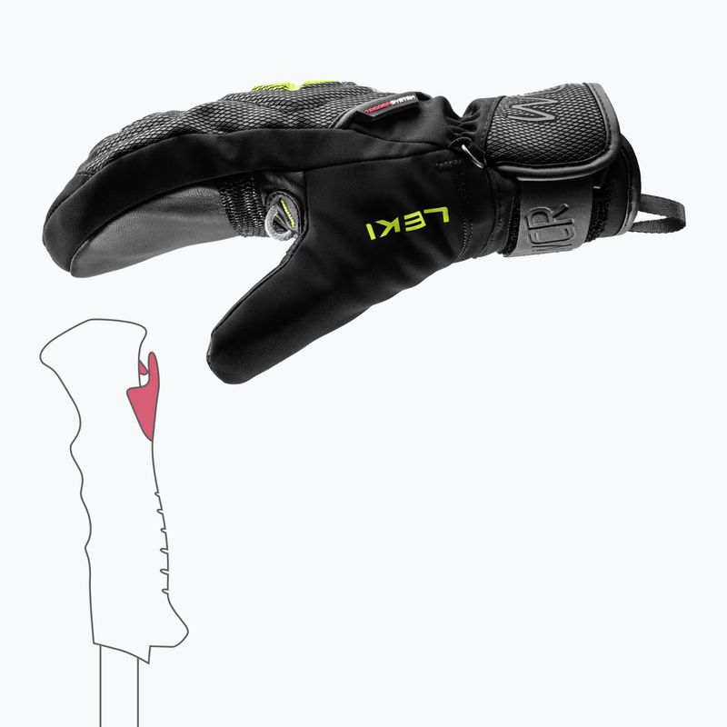 Detské lyžiarske rukavice LEKI WCR C-Tech 3D Junior Mitt black/ice lemon 6