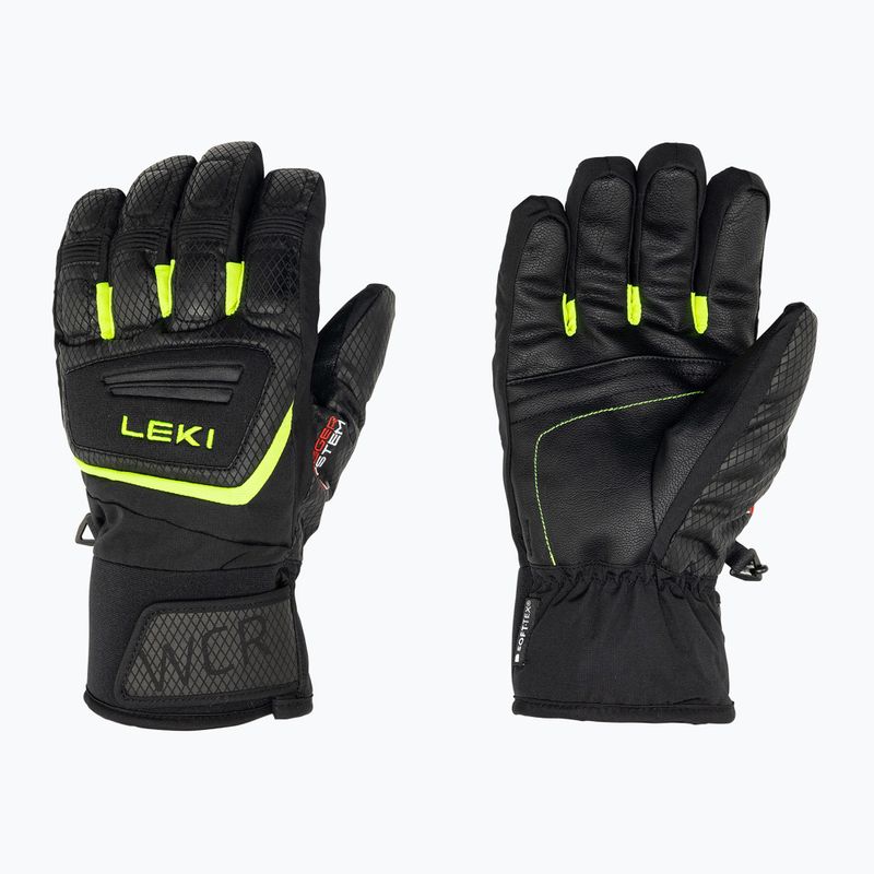 Lyžiarske rukavice LEKI WCR Team 3D Junior black ice/lemon