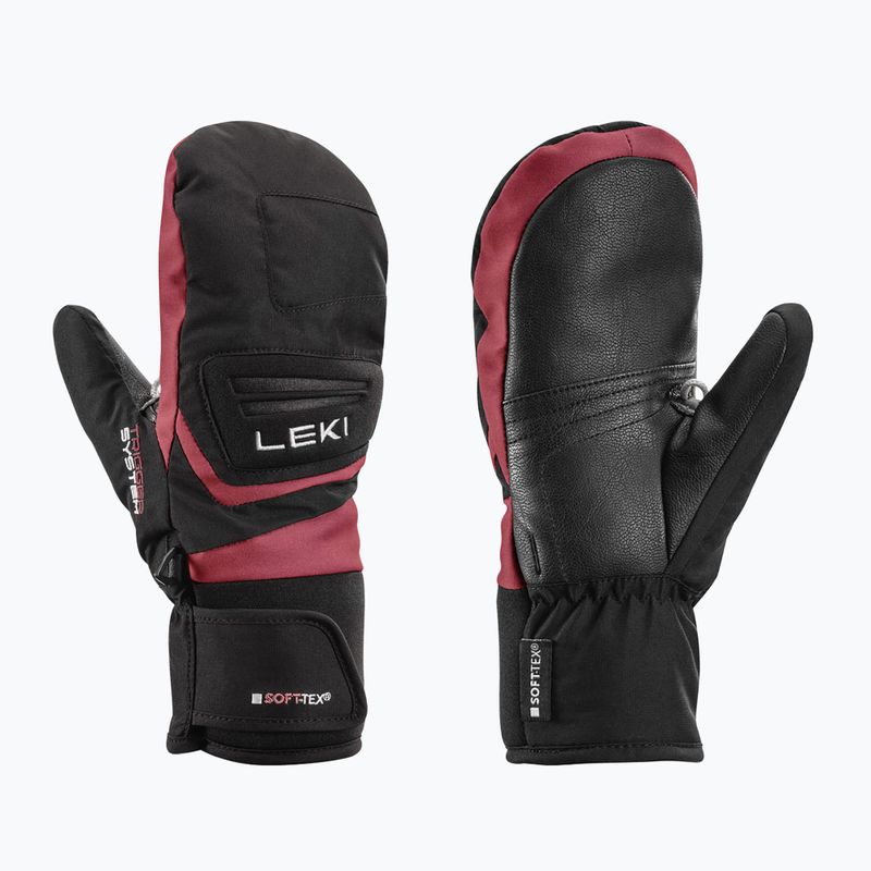 Detské lyžiarske rukavice LEKI Griffin 3D Junior Mitt black/ rose