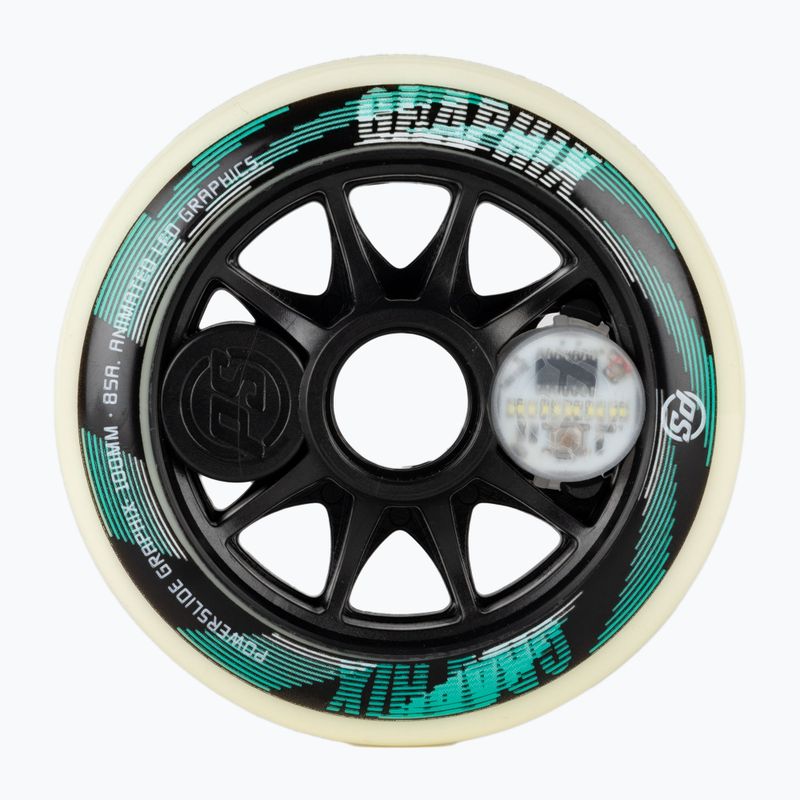 Powerslide Graphix LED Wheel 100 ľavý biely 905345 kolieska na kolieskové korčule