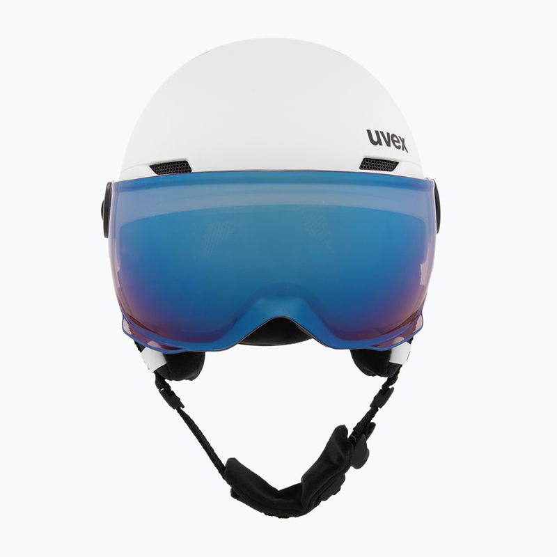Detská lyžiarska prilba UVEX Rocket Visor Jr white/black matt/mirror blue/smoke 2