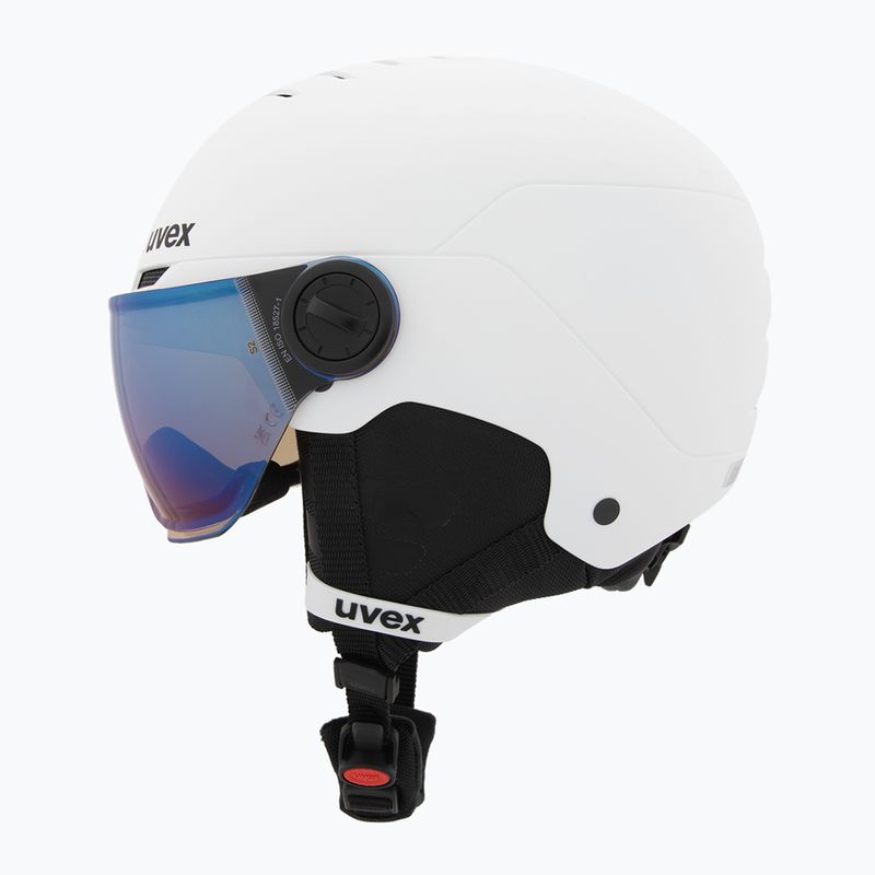 Detská lyžiarska prilba UVEX Rocket Visor Jr white/black matt/mirror blue/smoke 3