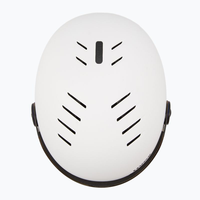 Detská lyžiarska prilba UVEX Rocket Visor Jr white/black matt/mirror blue/smoke 6