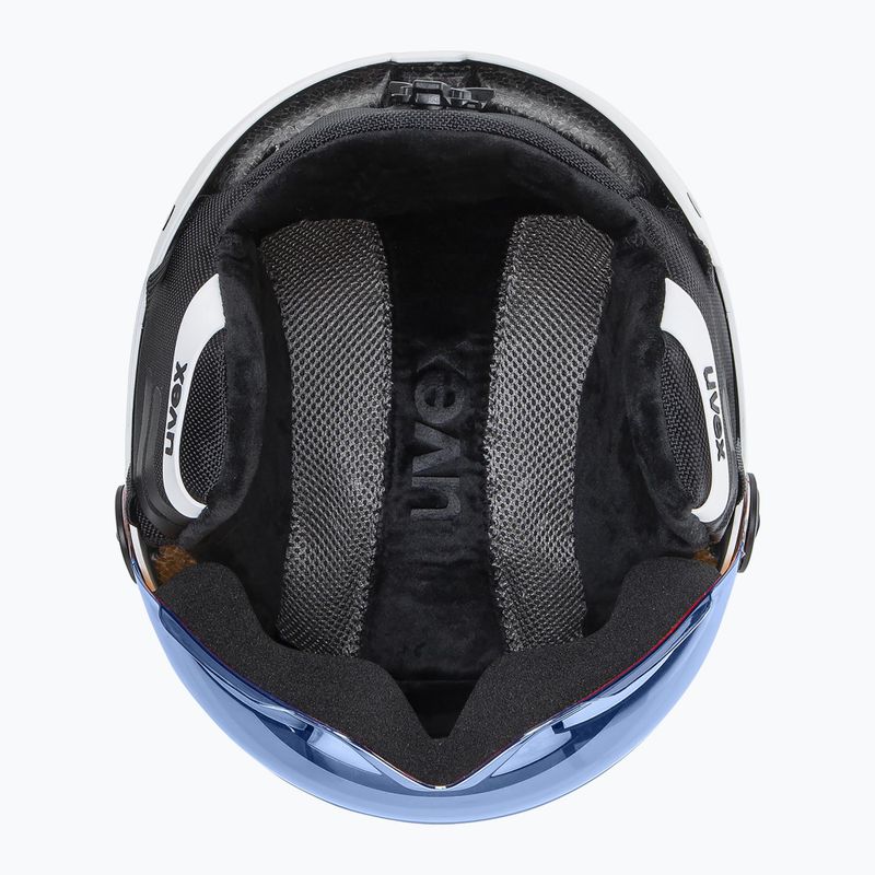 Detská lyžiarska prilba UVEX Rocket Visor Jr white/black matt/mirror blue/smoke 4