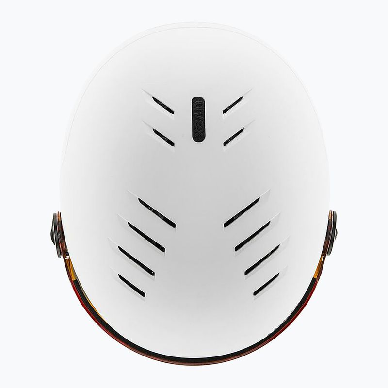 Detská lyžiarska prilba UVEX Rocket Visor Jr white/black matt/mirror blue/smoke 5