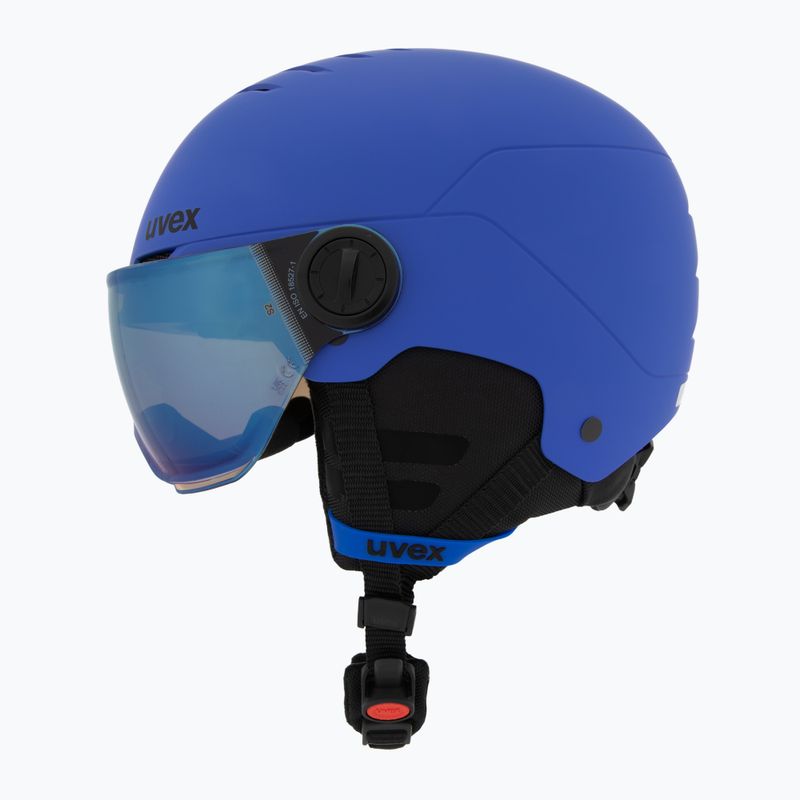 Detská lyžiarska prilba UVEX Rocket Visor Jr blue matt/mirror blue/smoke 3