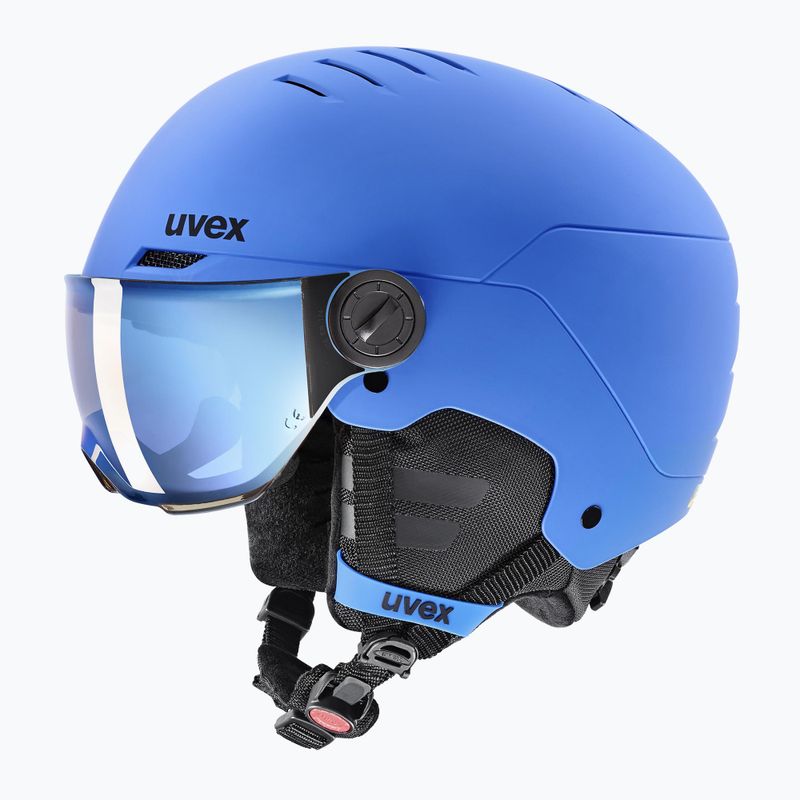 Detská lyžiarska prilba UVEX Rocket Visor Jr blue matt/mirror blue/smoke 3