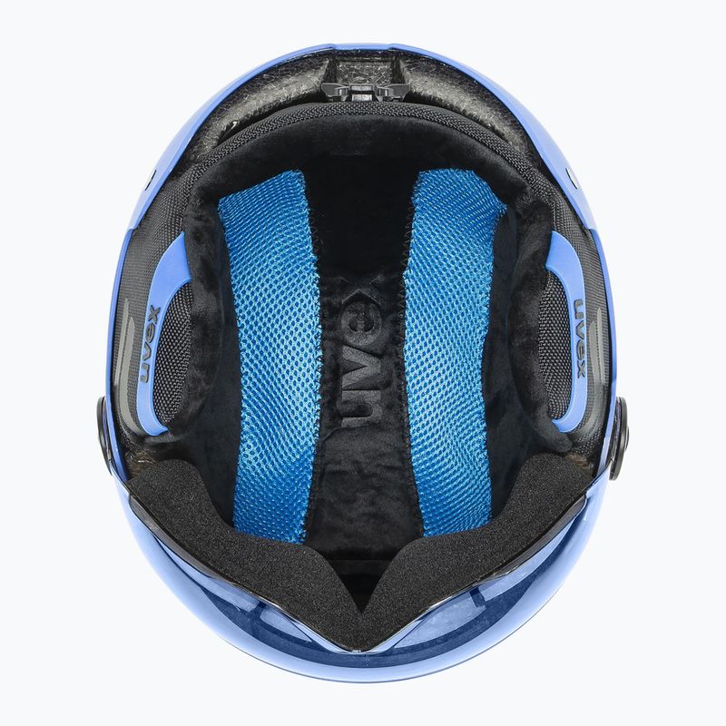 Detská lyžiarska prilba UVEX Rocket Visor Jr blue matt/mirror blue/smoke 5