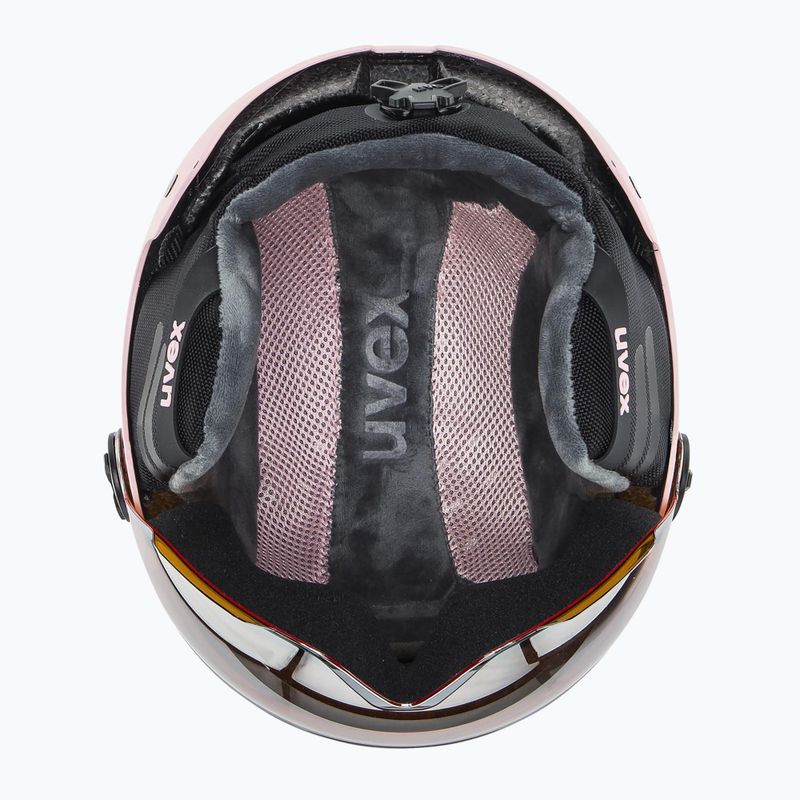 Detská lyžiarska prilba UVEX Rocket Visor Jr pink confetti matt/mirror silver/lasergold lite 5