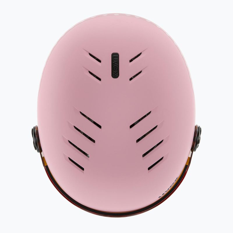 Detská lyžiarska prilba UVEX Rocket Visor Jr pink confetti matt/mirror silver/lasergold lite 6
