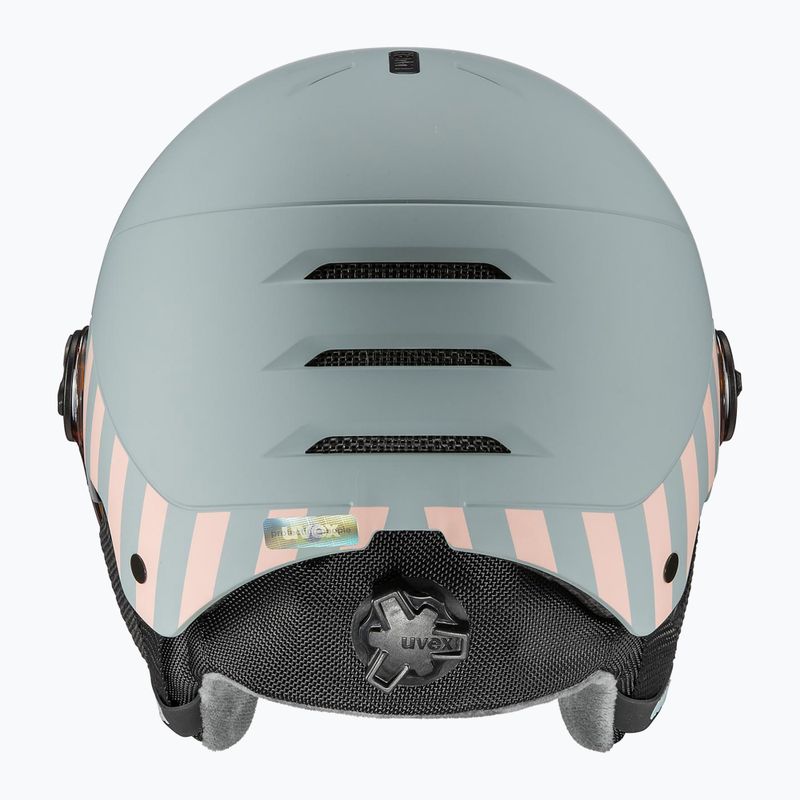 Detská lyžiarska prilba UVEX Rocket Visor Jr rhino/blush matt/mirror silver/lasergold lite 3