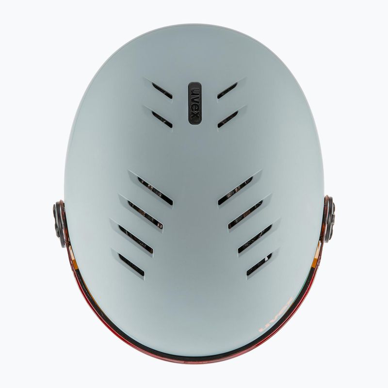 Detská lyžiarska prilba UVEX Rocket Visor Jr rhino/blush matt/mirror silver/lasergold lite 5