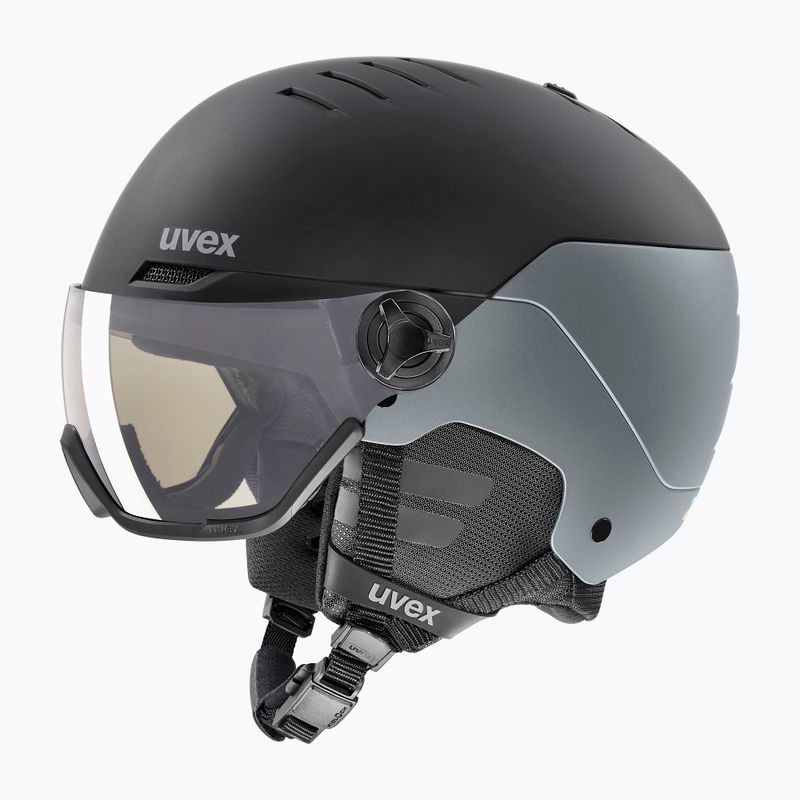 Lyžiarska prilba UVEX Wanted Visor Pro V black/silver matt