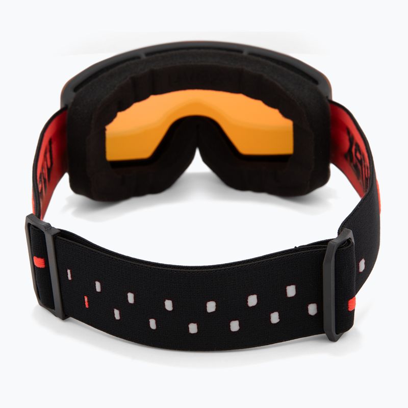 Detské lyžiarske okuliare UVEX Pwdr FM black matt/mirror red orange clear 3