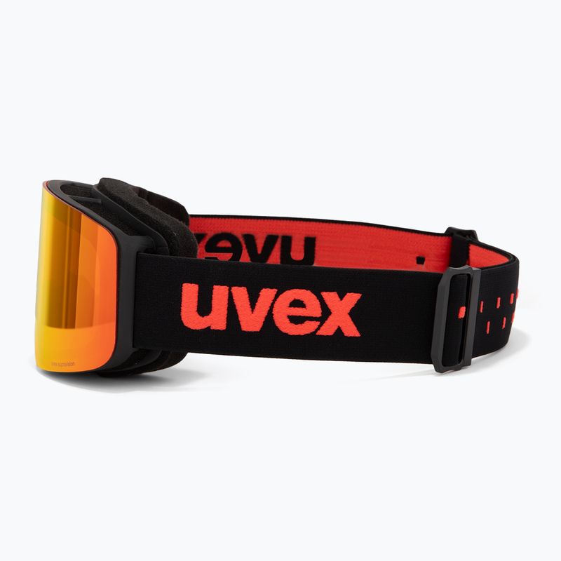 Detské lyžiarske okuliare UVEX Pwdr FM black matt/mirror red orange clear 4