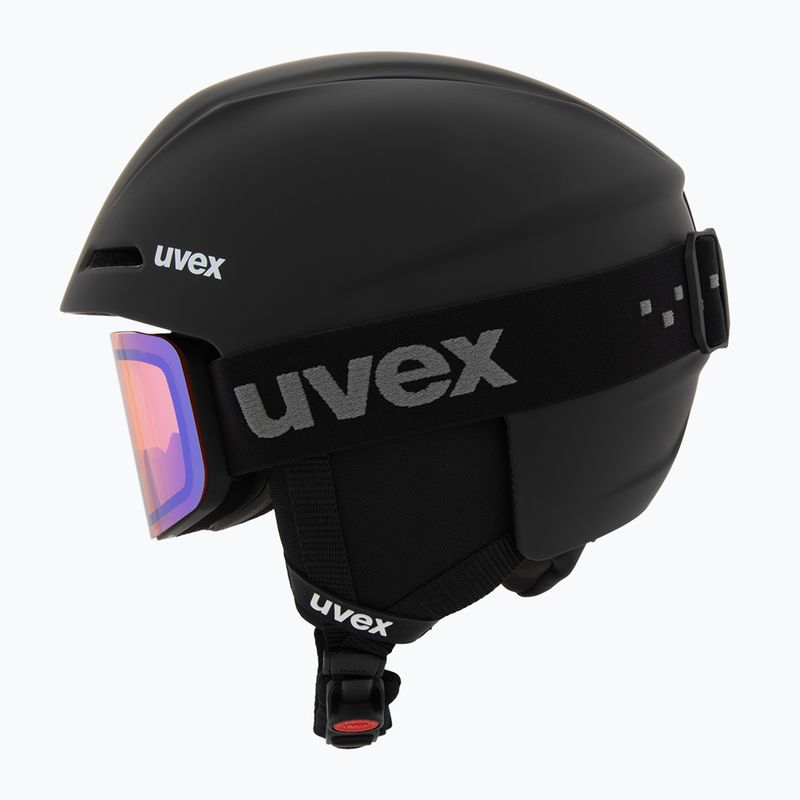 Detská lyžiarska prilba UVEX Viti Set + lyžiarske okuliare Speedy Pro black matt/mirror green/yellow/clear 3