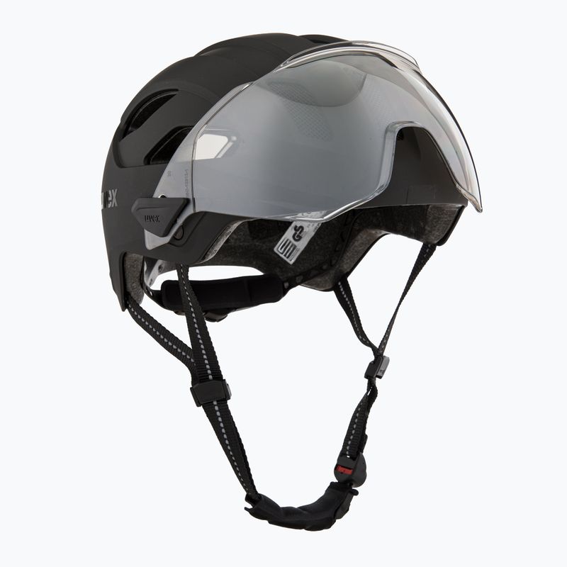 Cyklistická prilba UVEX Stride Visor black matt/litemirror silver 9