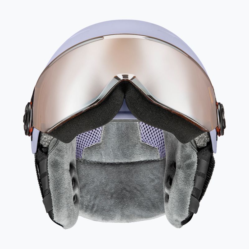 Detská lyžiarska prilba UVEX Rocket Visor Jr cool lavender abstract matt/mirror silver/laser gold 3