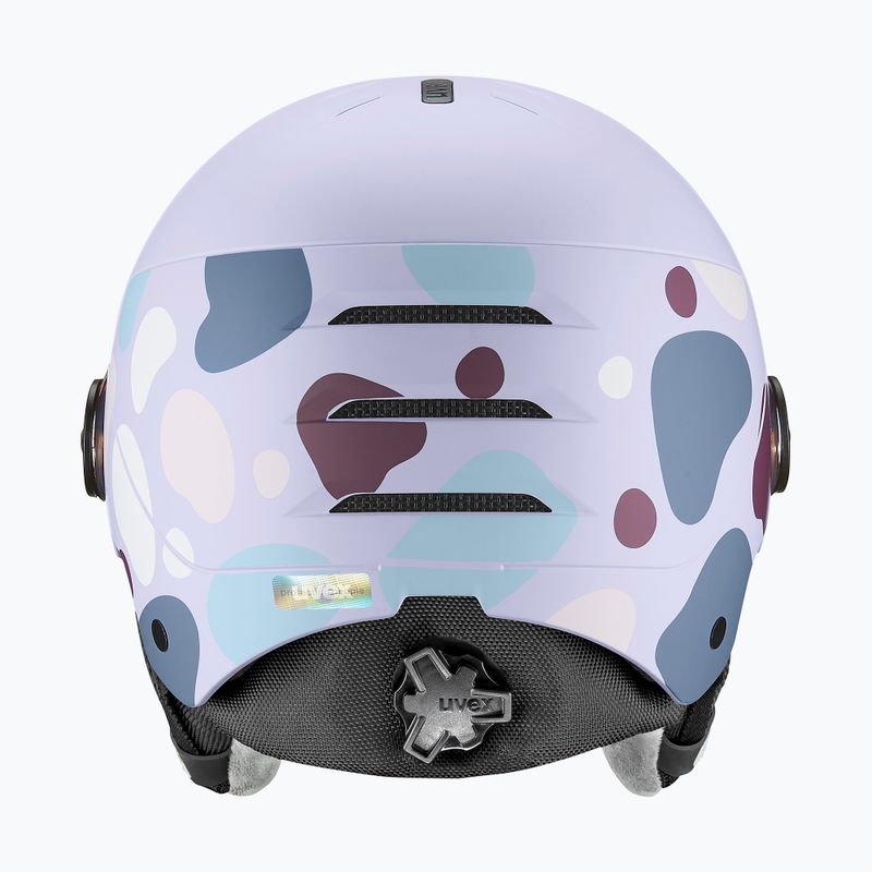 Detská lyžiarska prilba UVEX Rocket Visor Jr cool lavender abstract matt/mirror silver/laser gold 4