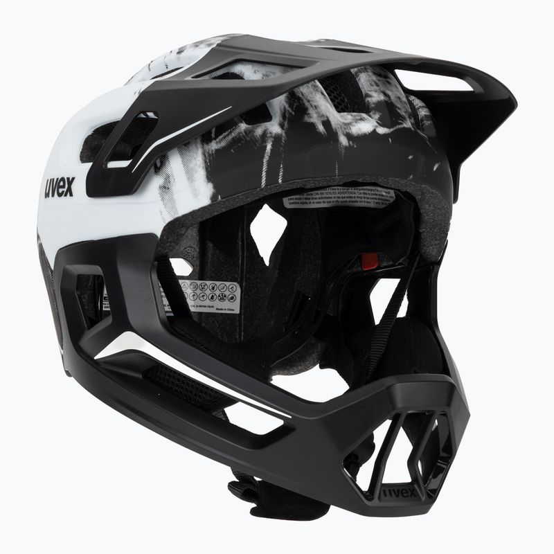 Detská cyklistická prilba UVEX React Fullface Jr black/white matt