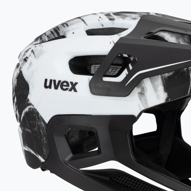Detská cyklistická prilba UVEX React Fullface Jr black/white matt 7