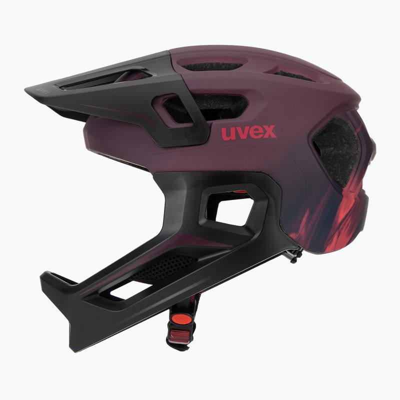 Detská cyklistická prilba UVEX React Fullface Jr cranberry matt 3