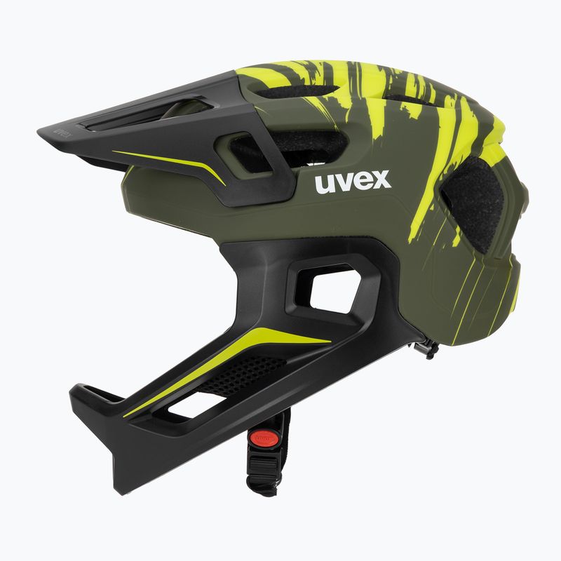 Detská cyklistická prilba UVEX React Fullface Jr dark olive matt 3