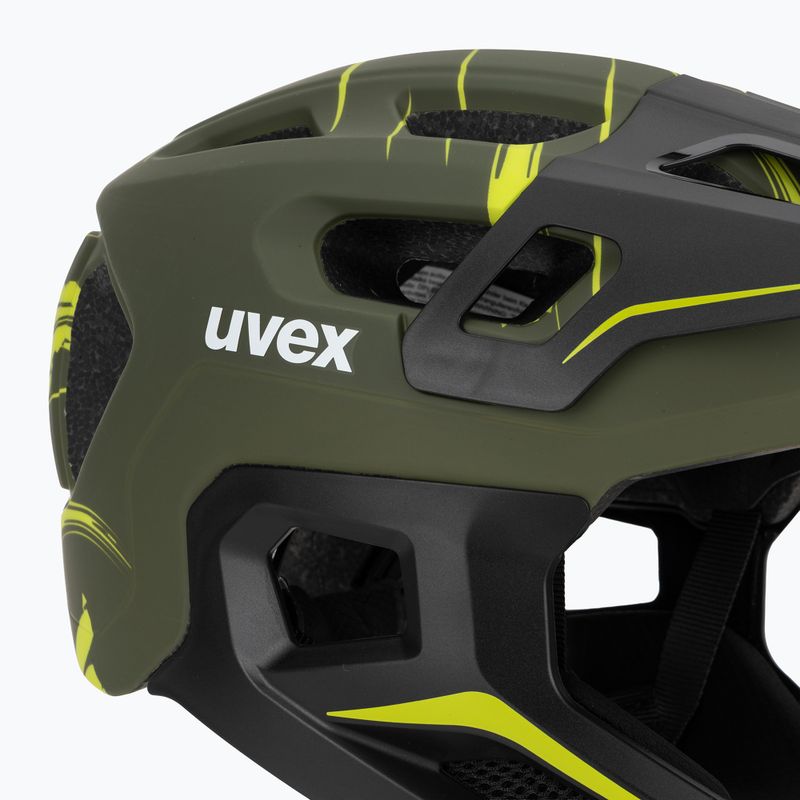 Detská cyklistická prilba UVEX React Fullface Jr dark olive matt 7
