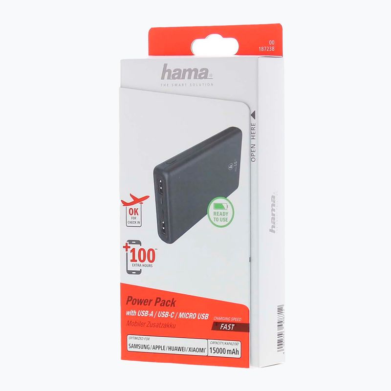 Hama Powerbank ALU15HD Power Pack 15 mAh čierny 187238