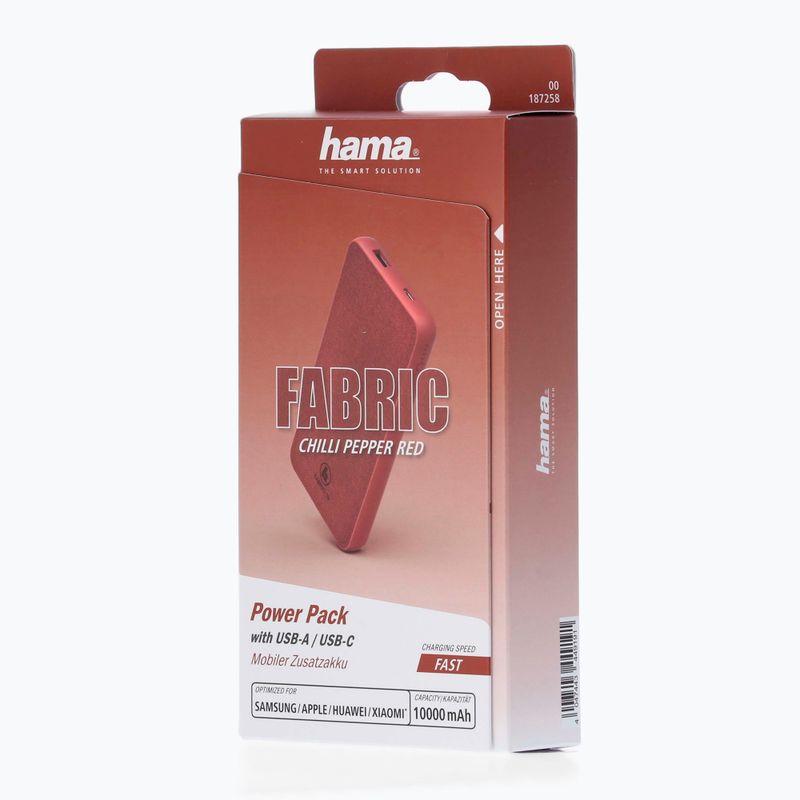 Hama Fabric 1 Power Pack 1 mAh červená 187258
