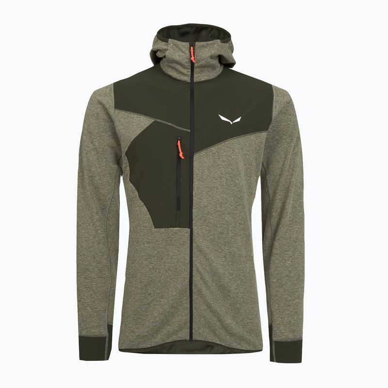 Pánska trekingová mikina Salewa Puez 2 Dry Hood FZ dark olive melange
