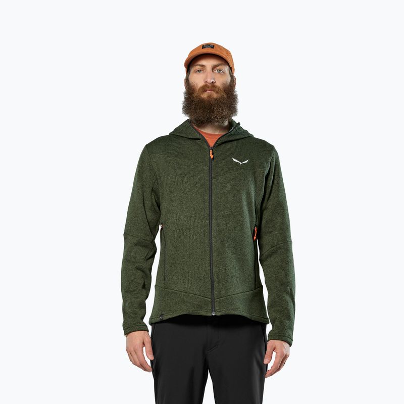 Pánska trekingová mikina Salewa Puez Rocca Polarlite Hood dark olive