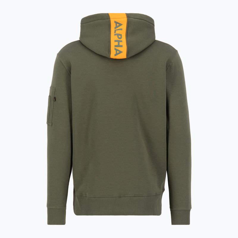Pánska mikina Alpha Industries Red Stripe Hoodie dark green 2