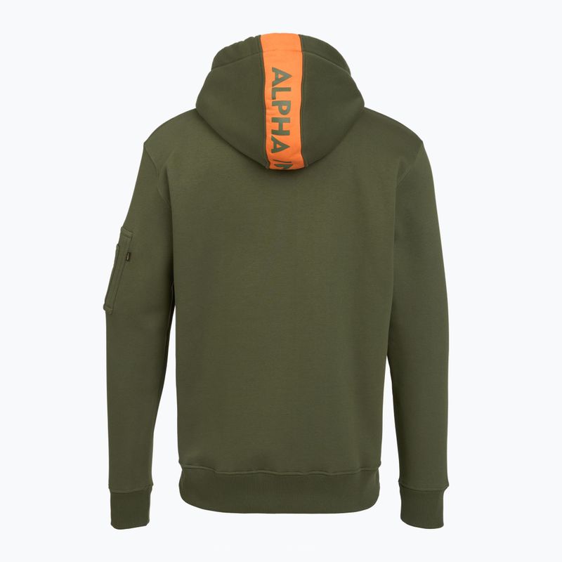 Pánska mikina Alpha Industries Red Stripe Hoodie dark green 2