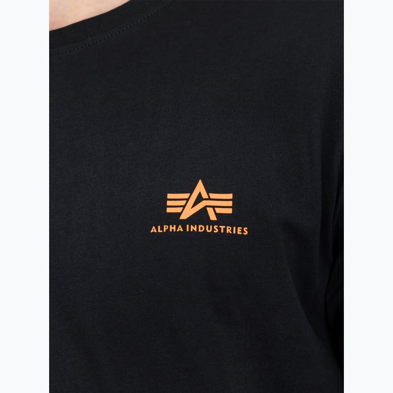 Pánske tričko Alpha Industries Basic Small Logo black/neon orange 4