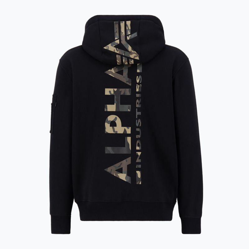 Pánska mikina Alpha Industries Back Print Camo Sweatshirt black/woodland 4