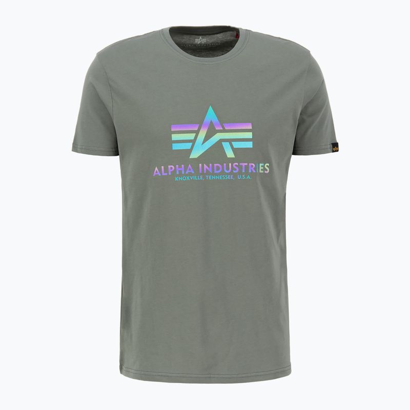 Alpha Industries pánske tričko Basic Rainbow Reflective vintage green